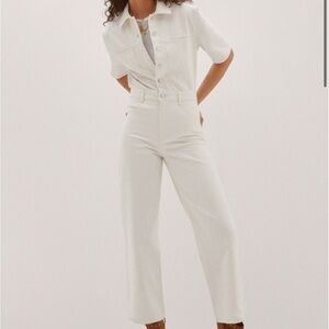 Mango Cream Denim Jumpsuit